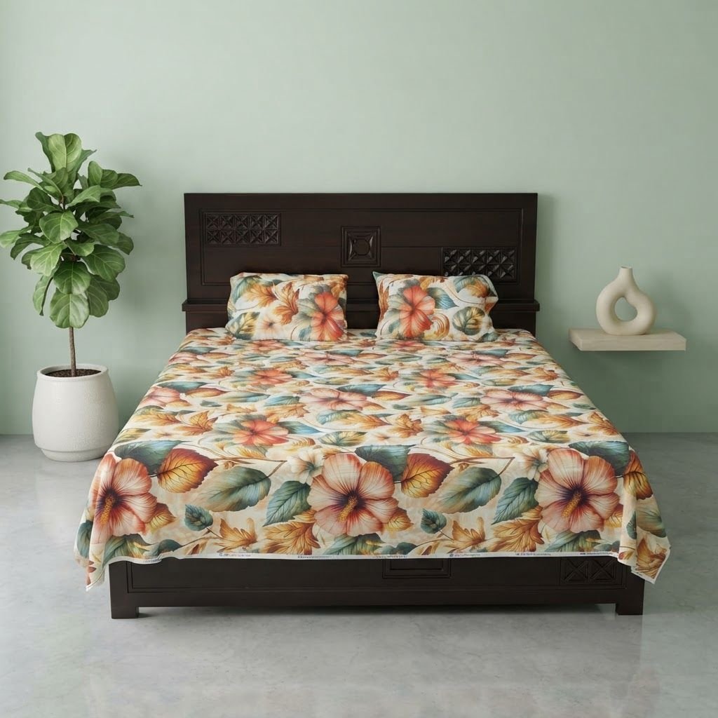 Premium 3D Satin Bedsheet with Two Pillow Covers 02