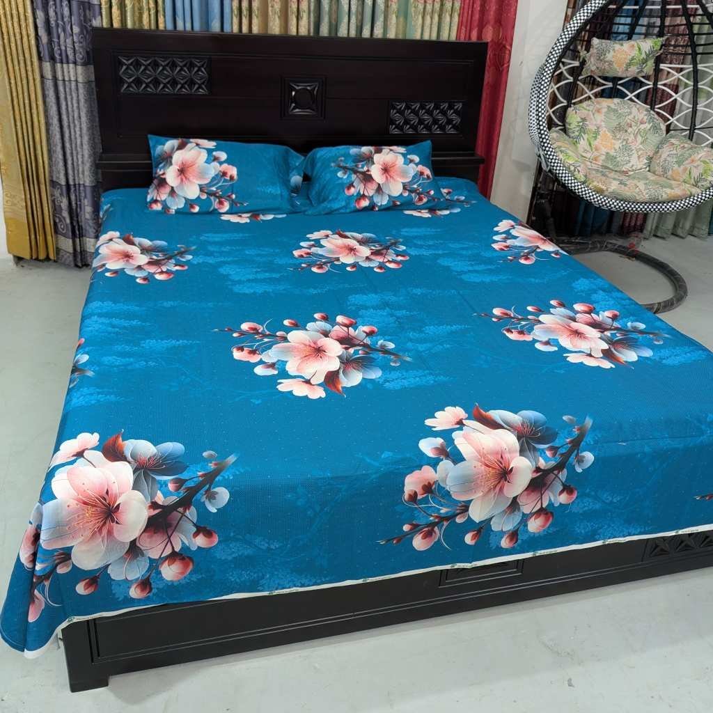 Premium 3D Satin Bedsheet with Two Pillow Covers 03
