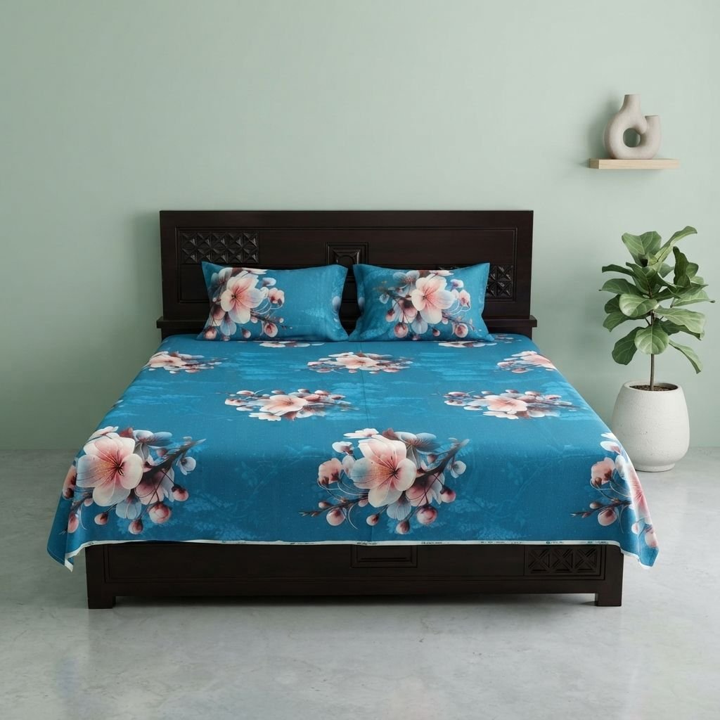 Premium 3D Satin Bedsheet with Two Pillow Covers 03