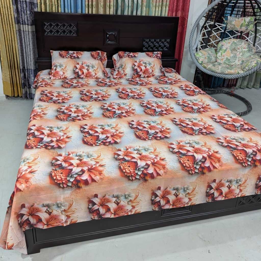 Premium 3D Satin Bedsheet with Two Pillow Covers 04