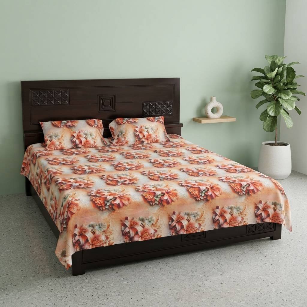 Premium 3D Satin Bedsheet with Two Pillow Covers 04