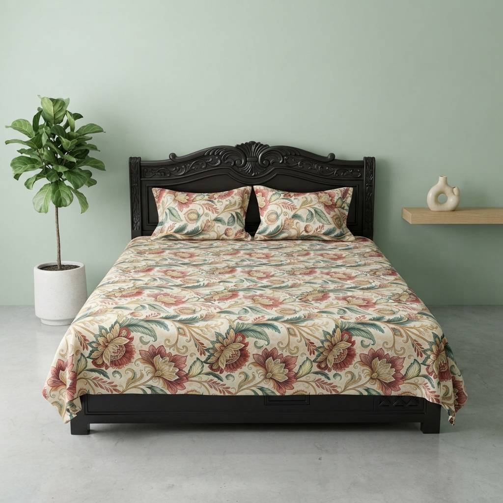 Premium 3D Satin Bedsheet with Two Pillow Covers 05