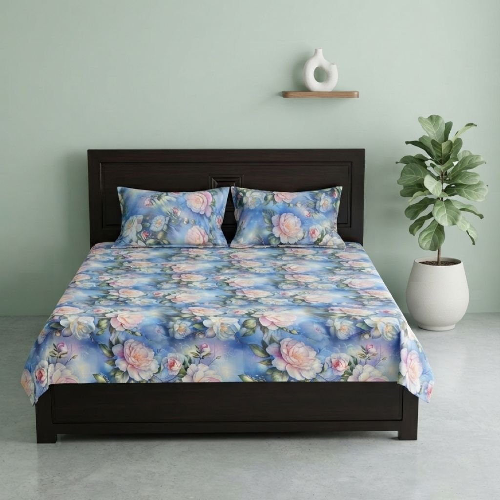 Premium 3D Satin Bedsheet with Two Pillow Covers 06