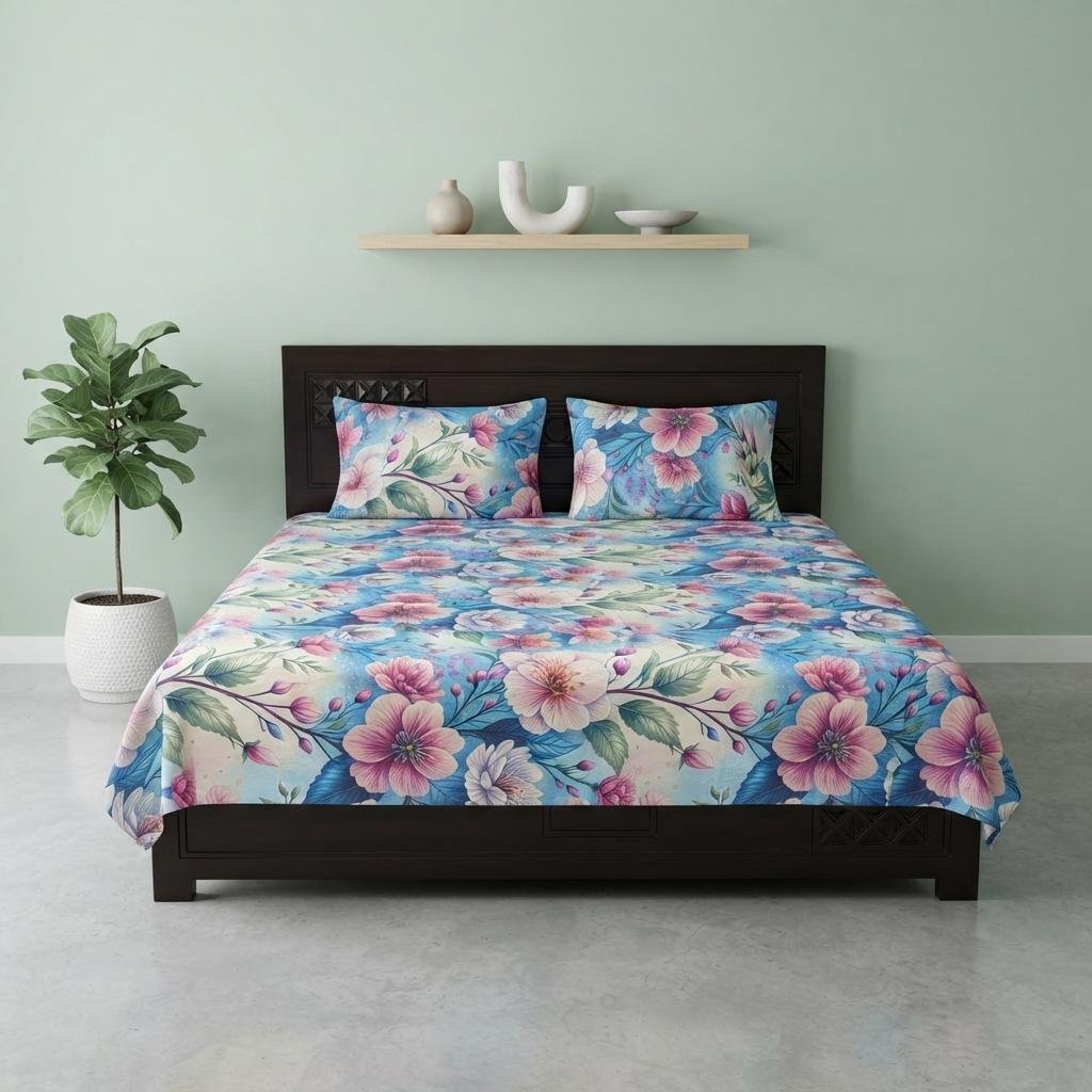 Premium 3D Satin Bedsheet with Two Pillow Covers 07